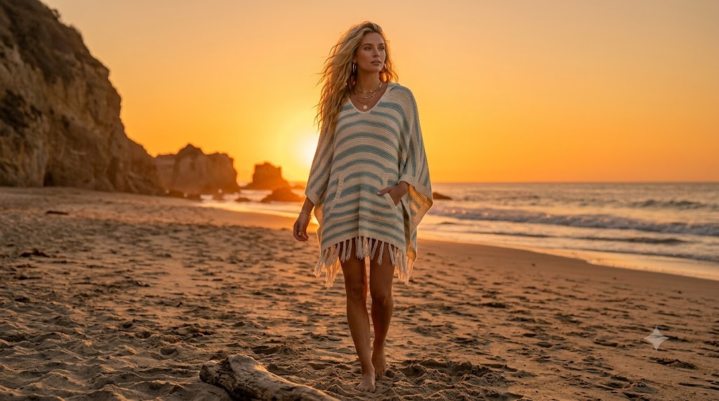 The Striped Beach Poncho